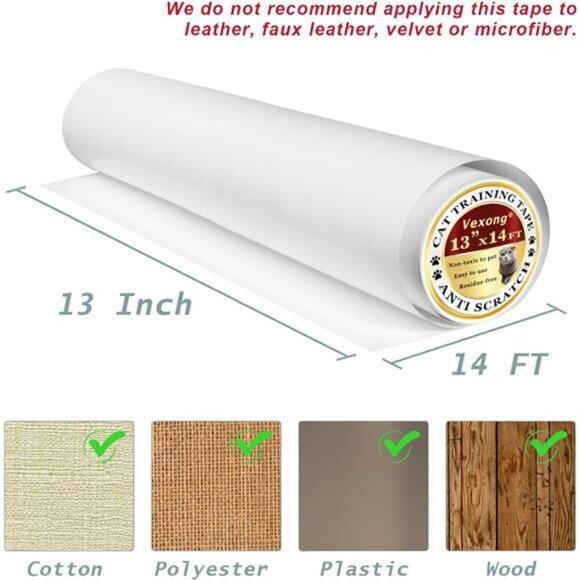 Cat Scratcher Tape Pads Deterrent Tape 13" x 14FT Furniture Protectors from Cats - Picture 4 of 7